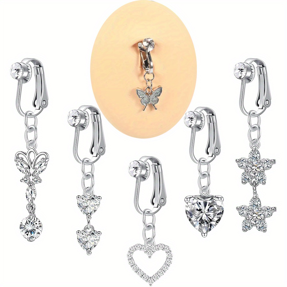 

6pcs Fake Belly Ring Clip On Belly Button Rings Fake Belly Piercing Belly Button Fake Earrings Fake Belly Button Piercing