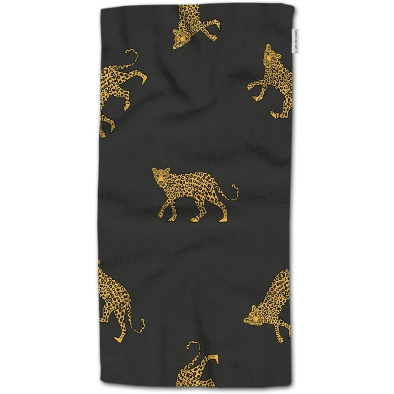 

1pc Set, Polyester Hand Towel, Contemporary Leopard Print In Black & Golden, Machine Washable, Ideal For Kitchen & Bathroom, 18x26 Inches