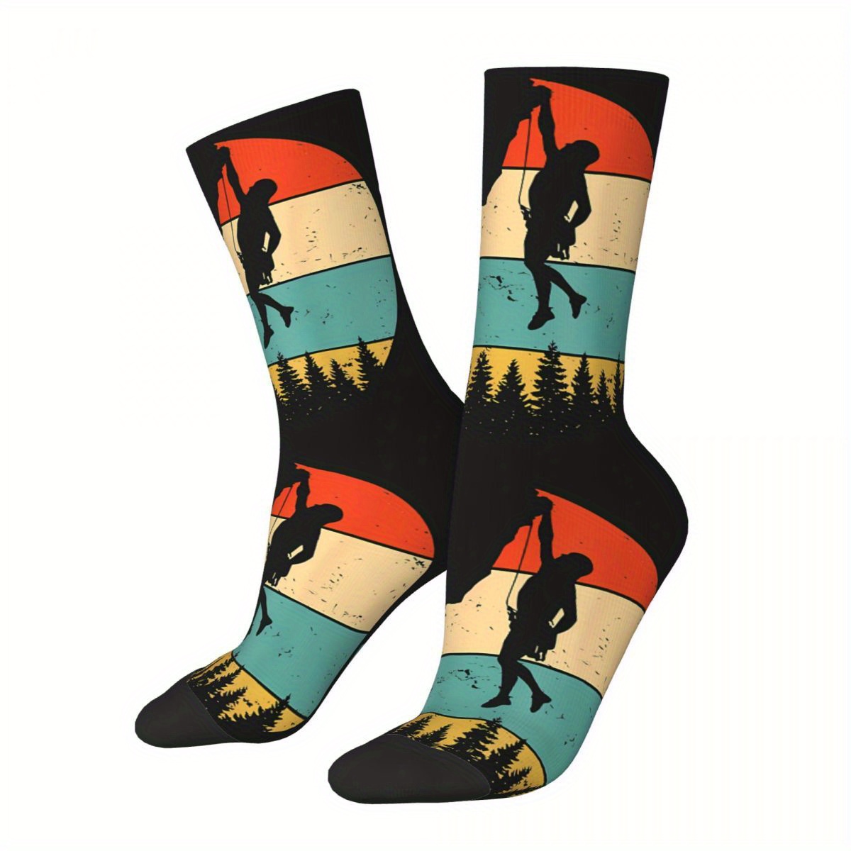 

1 Pair Biihudu Rock Climbing Adventure Crew Socks - Vibrant Polyester With Elastane, 5.0%/95.0%, & Comfortable, Hand Wash Recommended - , Rock Climbing Gear