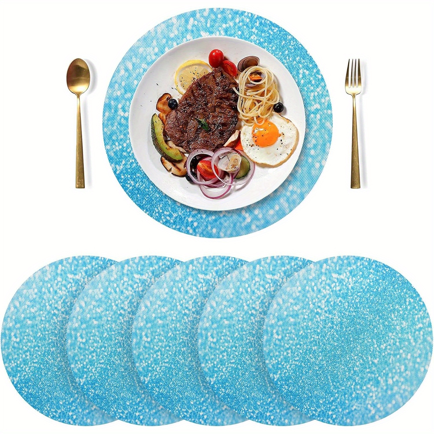 

4pcs - Round Placemats - , Polyester Table For Home & , 15