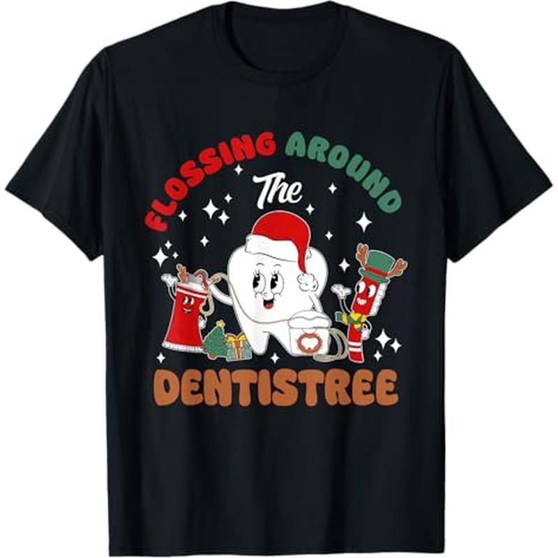 

Flossing Around The Funny Dental T-shirt, 100% Cotton, Gift For Dental Hygienists On Christmas, S - Xxxl, Black