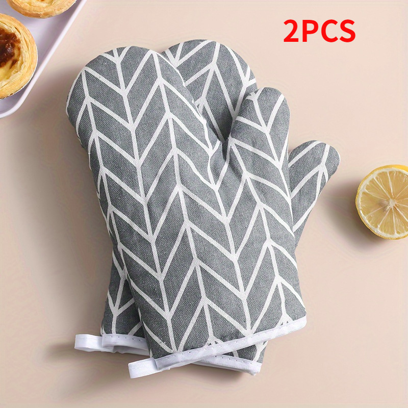 

2pcs Oven Mitts, Heat Resistant Non-slip Microwave Baking Gloves With Hanging Loop, Insulated Kitchen Accessories For Restaurant