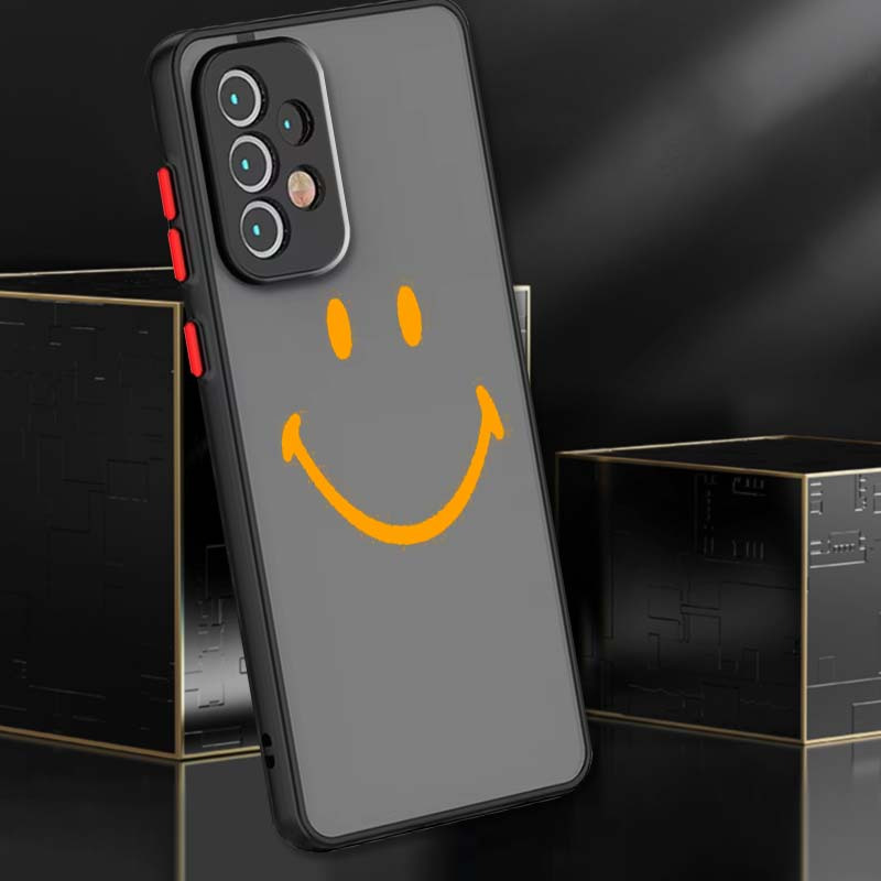 Telefonski ovitek srečen obrazček, mehka črna prevleka TPU za Samsung A31 A32 A51 A52 A52S A53 A71 A72 A73 5G, mat prosojen s frost efektom