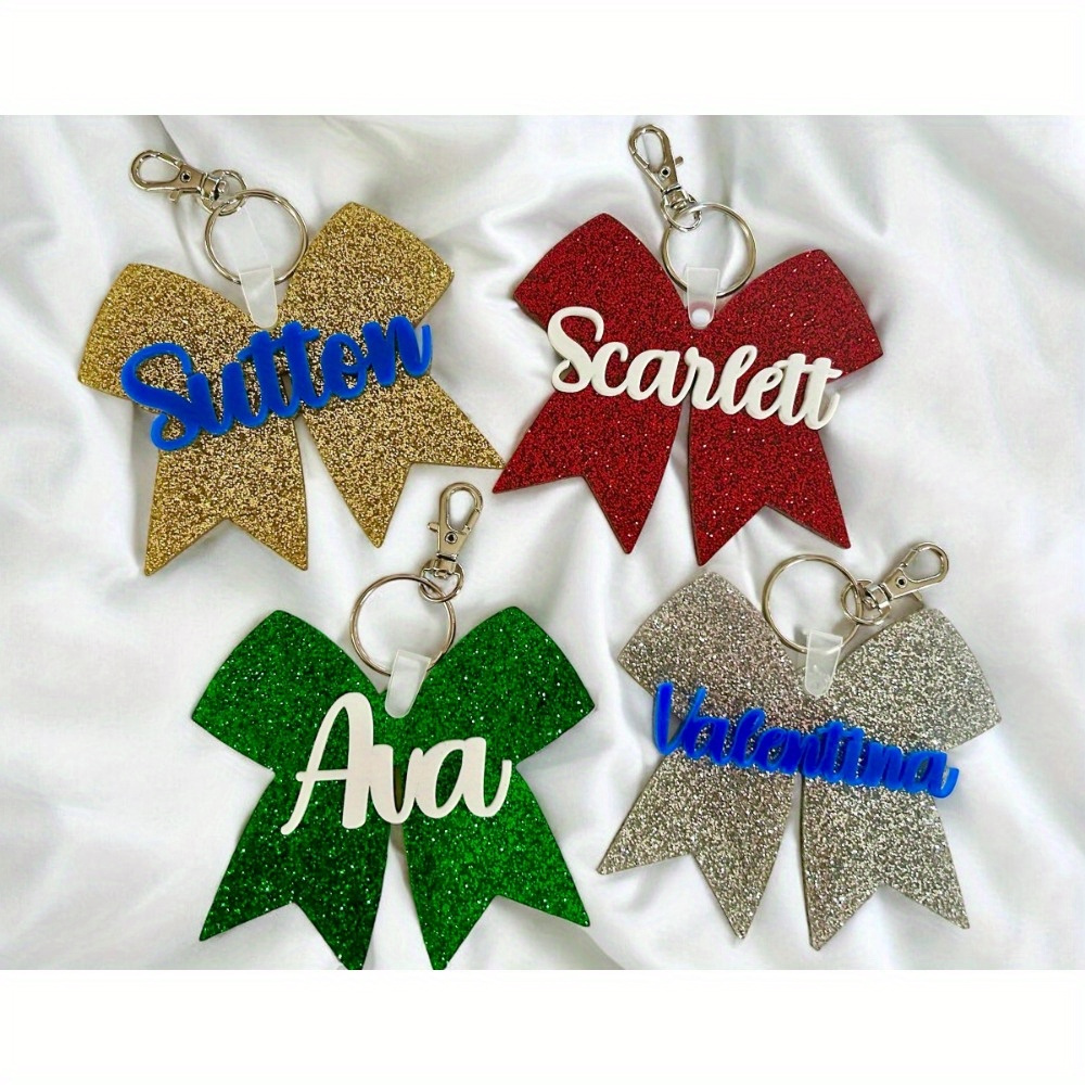 

Inspirational, Customized Acrylic Autumn And Winter Keychain, , Fight, Victory! Bowknot Keychain/luggage Tag - Personalize And Color!