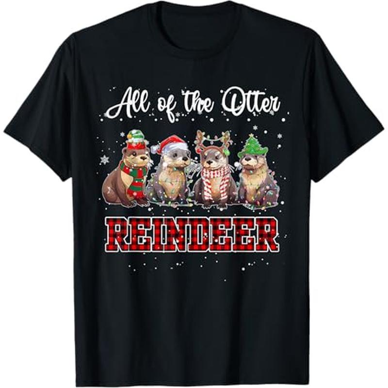 

Funny Christmas Cute All Of The Otter Reindeer T-shirt, 100% Cotton, Gift For , Christmas Gift, S - Xxxl, Black