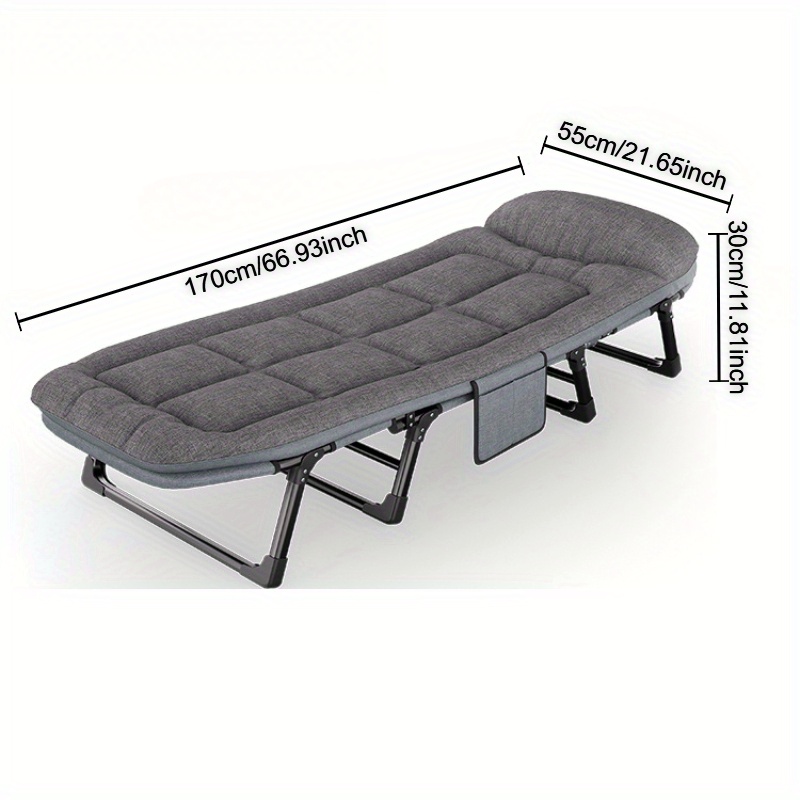 Image of Portable Folding Bed, Aluminum Frame, Steel Support, Adult Size, For Outdoor Leisure, Camping & Hiking
