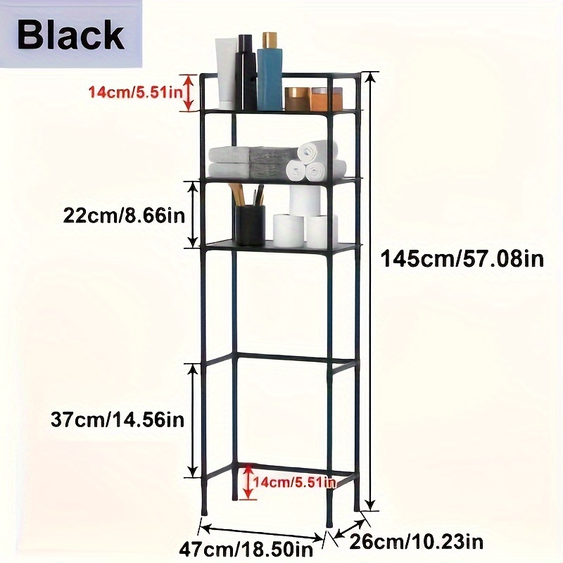 3-poziomowy stojak do przechowywania nad toaletą - oszczędzający miejsce, samodzielny organizer do niezbędnych rzeczy w łazience i pralek, trwały plastik z wieloma półkami do pralni domowej, przechowywanie prania | Nowy stojak do przechowywania | Wytrzymała konstrukcja z plastiku, organizery i przechowywanie w łazience, półki