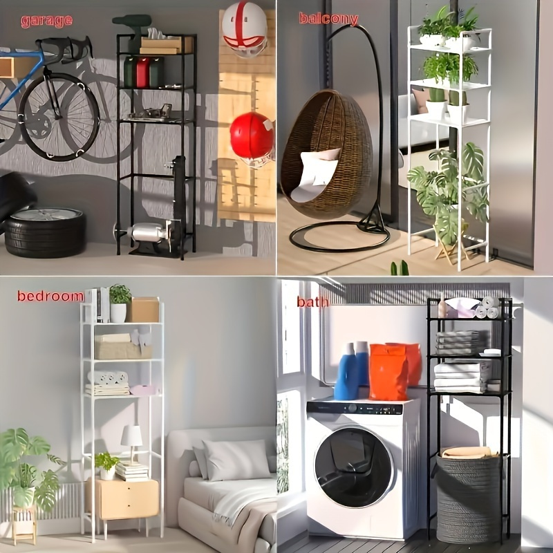 3-poziomowy stojak do przechowywania nad toaletą - oszczędzający miejsce, samodzielny organizer do niezbędnych rzeczy w łazience i pralek, trwały plastik z wieloma półkami do pralni domowej, przechowywanie prania | Nowy stojak do przechowywania | Wytrzymała konstrukcja z plastiku, organizery i przechowywanie w łazience, półki