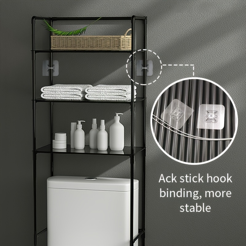 3-poziomowy stojak do przechowywania nad toaletą - oszczędzający miejsce, samodzielny organizer do niezbędnych rzeczy w łazience i pralek, trwały plastik z wieloma półkami do pralni domowej, przechowywanie prania | Nowy stojak do przechowywania | Wytrzymała konstrukcja z plastiku, organizery i przechowywanie w łazience, półki