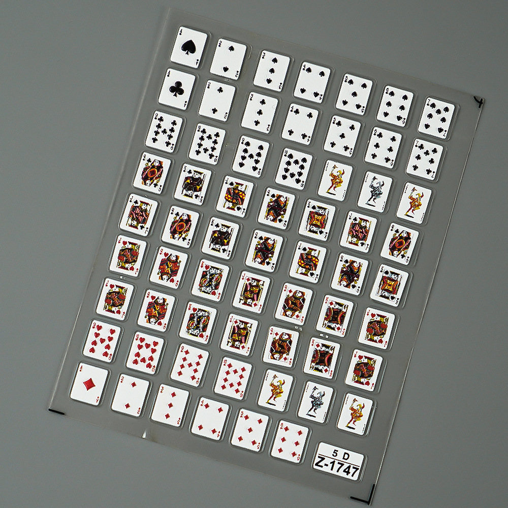 1pc 3d Embossed Playing Card Nail Art Sticker Cartoon Design Self-adhesive Decals For Manicure
