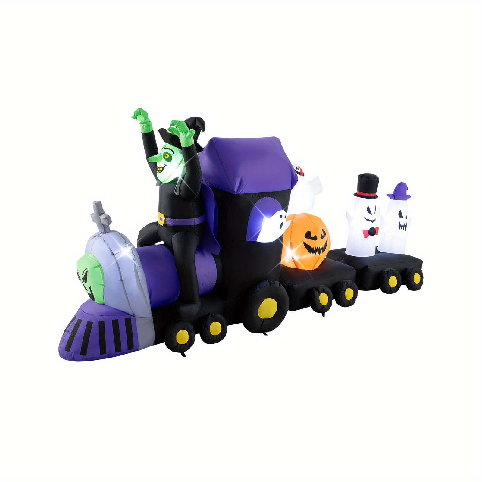 

Goplus 8.2 Ft Long Halloween Inflatable Train, Led Lighted Train W/ , 4 & Pumpkin, Indoor Outdoor Blow Up Holiday Decoration W/ Stakes & Water Bags For Lawn, Garden