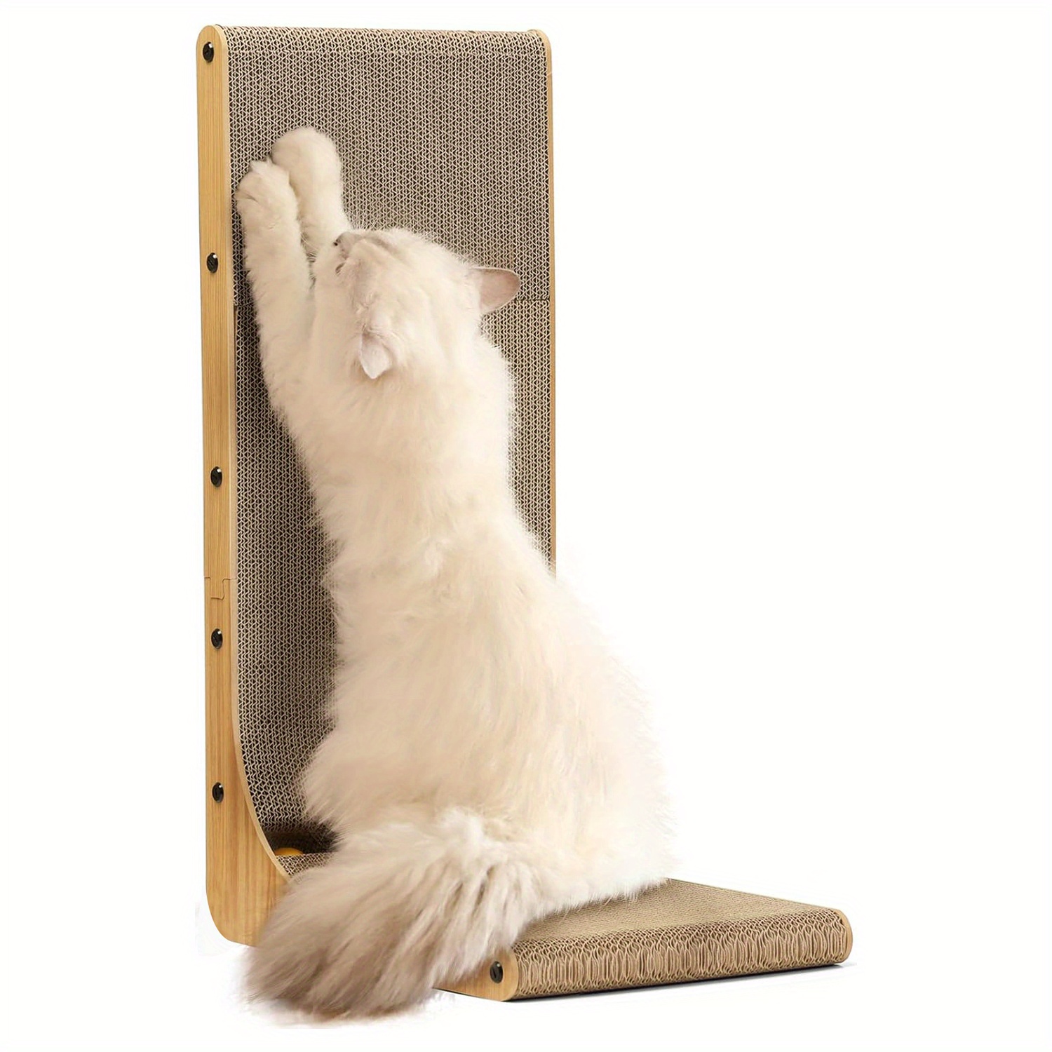 

Extra Large L Shape Vertical Cat Scratching Post Wall Mount - Cardboard Kitten Scratching Post With Ball Toy - Indoor Cats To Stretch, And Play