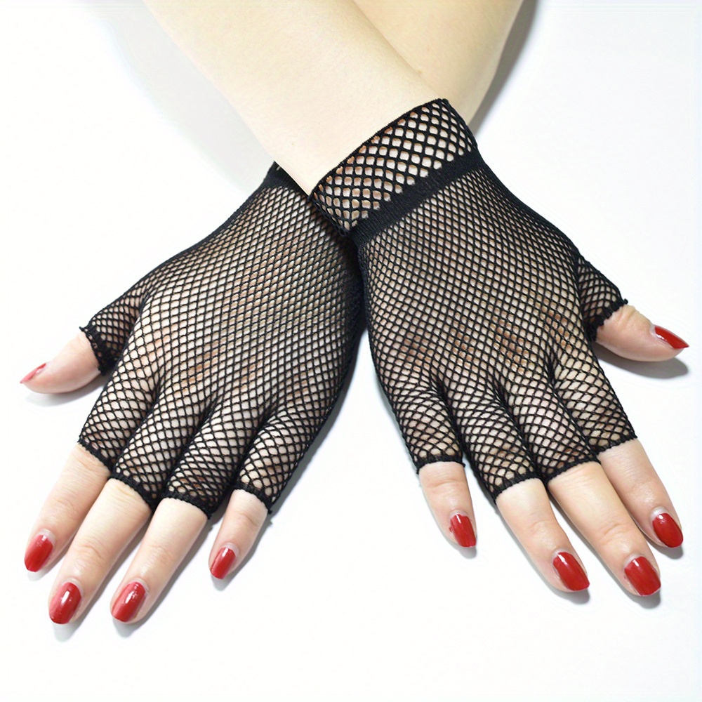 Half Finger Elastic Short Gloves Cool Theme Party Set With Gloves Suitable For Men And Women