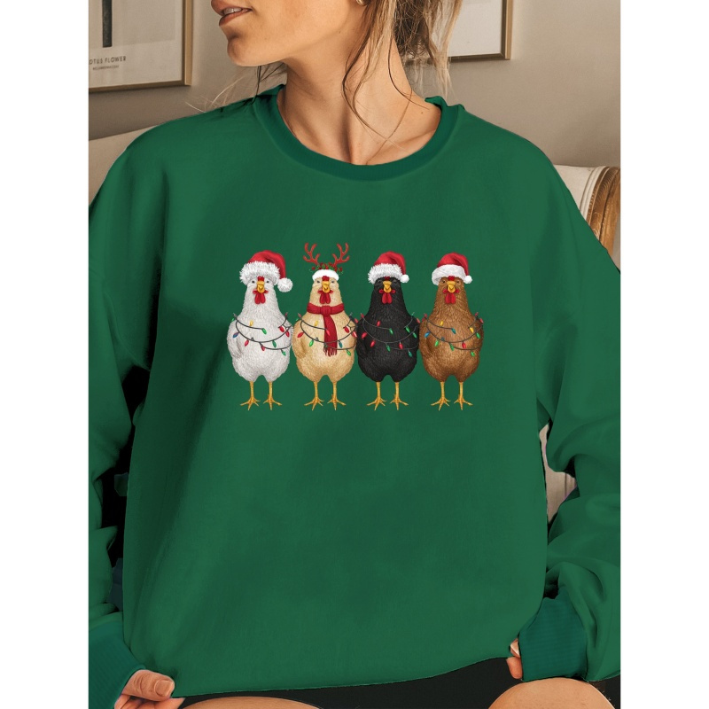 

Christmas Chickens Illustration Women's Sweatshirts