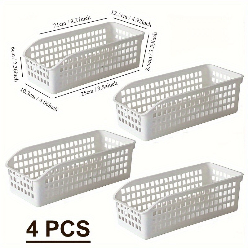 

4pcs Stackable Storage Basket Set - Multifunctional Plastic Storage Box, Suitable For Books, Snacks, Etc. - For Kitchen, Bathroom, Living Room And Office Decoration, Baskets, Bins & Containers For