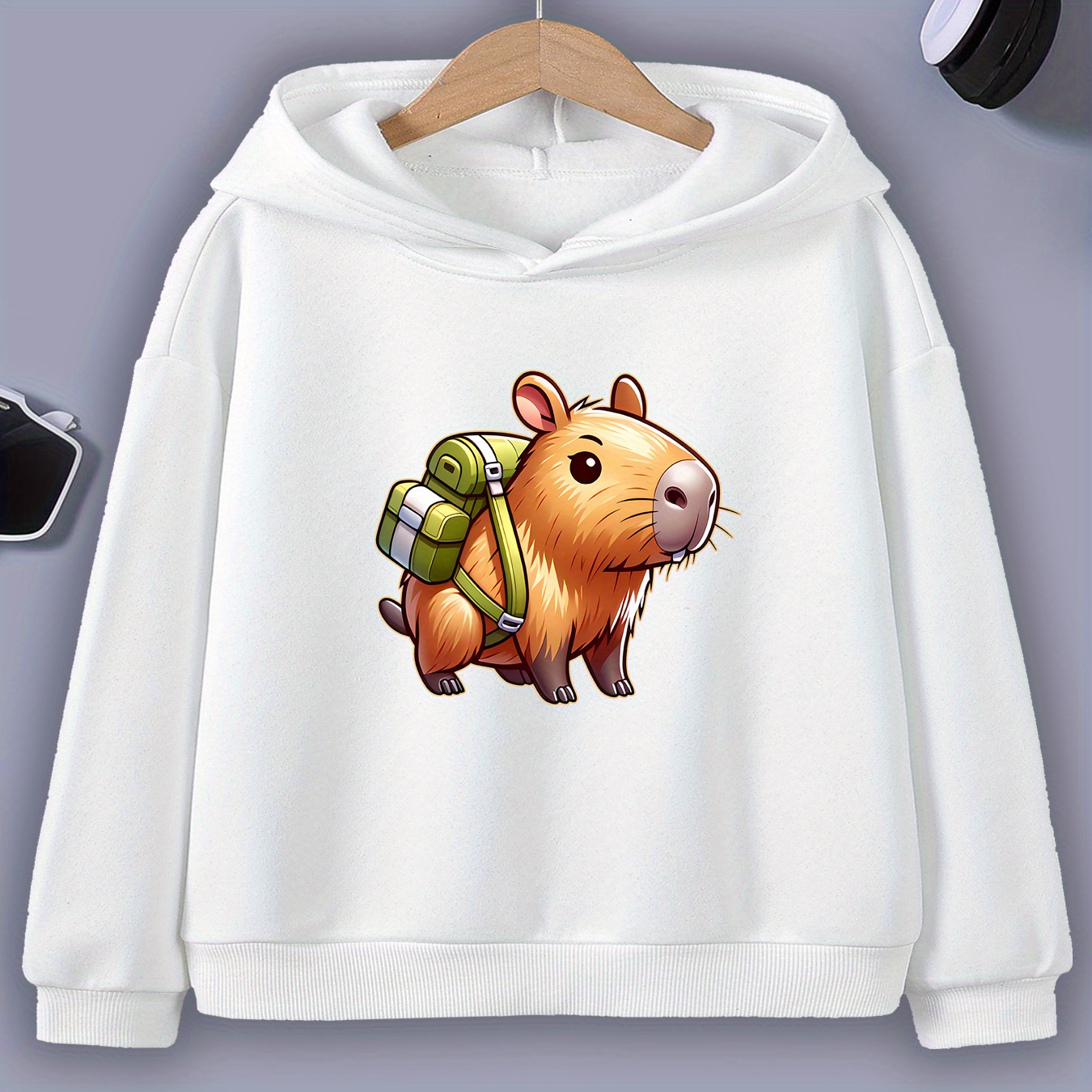 

Cozy & Stylish Boys' Hoodie With Cute Capybara Print - Perfect Fall/winter Gift, Machine Washable