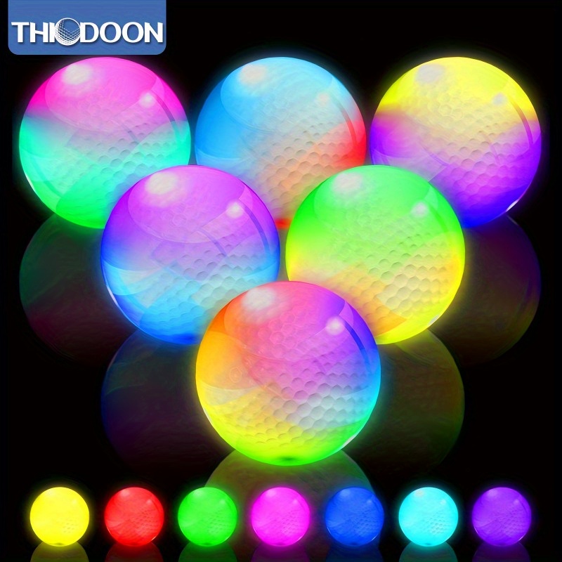 TEMU 6 Colors Thiodoon Glow Golf Balls: 6 Colors, Led Light Up, Resettable Time, Night Golf, Improve Visibility For