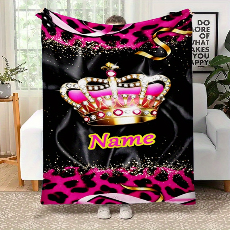 

Customizable Crown Polyester Blanket With Name – , Warm Personalized Throw For Bed, Sofa, Office Chair – Large Size Over , Area Over 2.16m² – Ideal Birthday, Christmas Gift