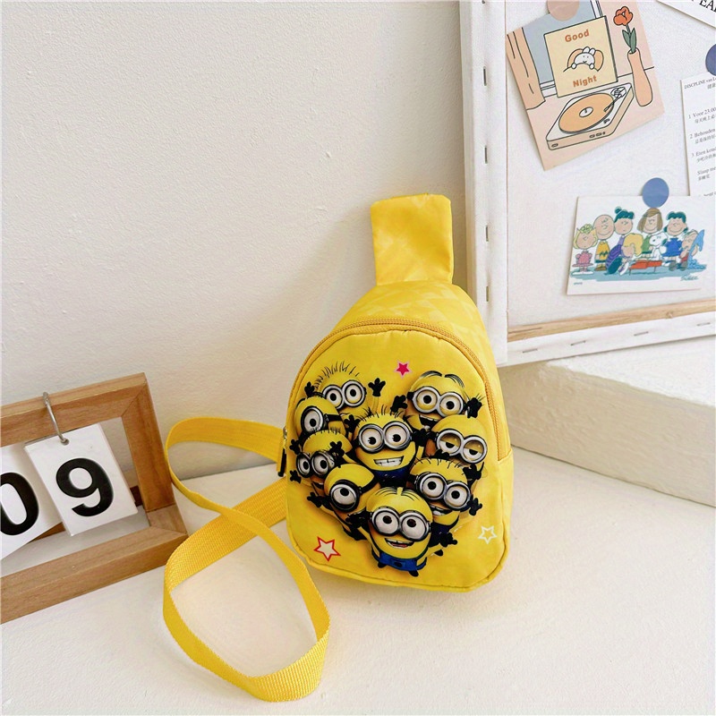 

Minions Cartoon Big Eyes Crossbody Bag - Lightweight, Trendy Mini Shoulder Purse With Cute Print, Yellow Polyester Fashion Accessory For Women, Mini Purse