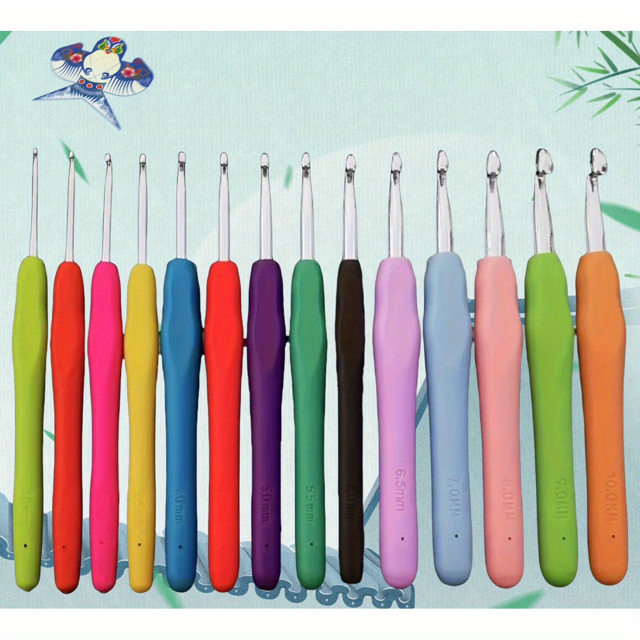 

14pcs Ergonomic Crochet Hook Set, Aluminum Needles, , Comfortable & Crafting Tools, With For Arthritis, Beginners, All Yarn Types