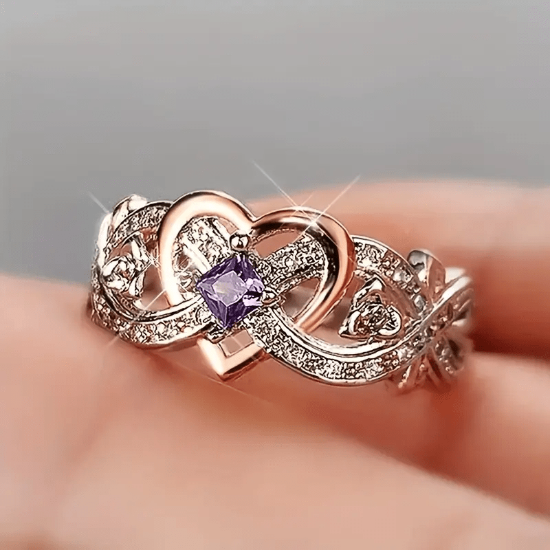 

Silvery Purple Synthetic Zirconia Inlaid Women's Engagement