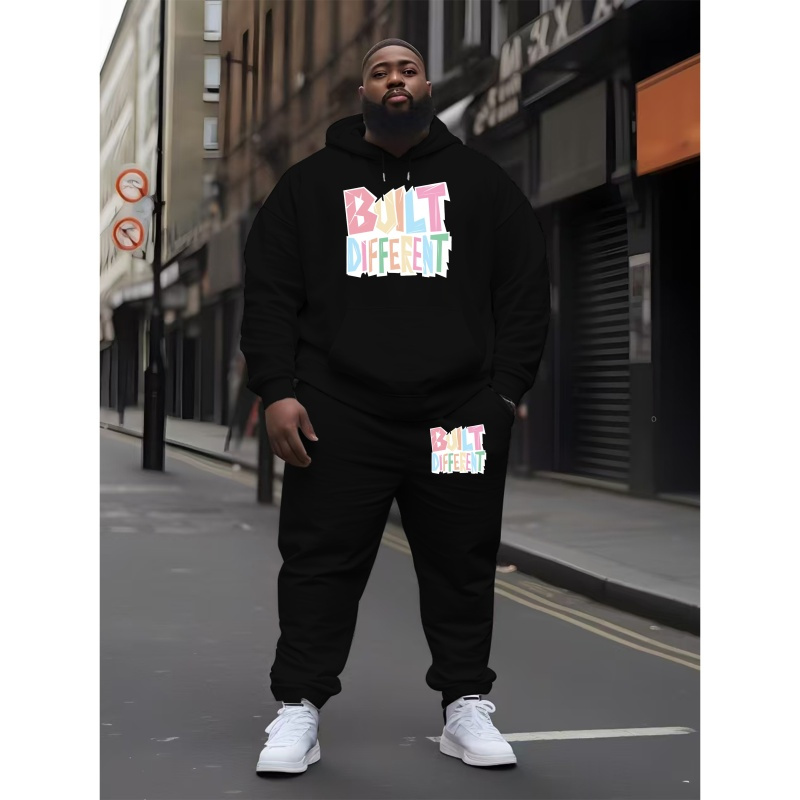 

Printed & Sweatpants Set - Drawstring, Polyester , For Fall/, Plus Size