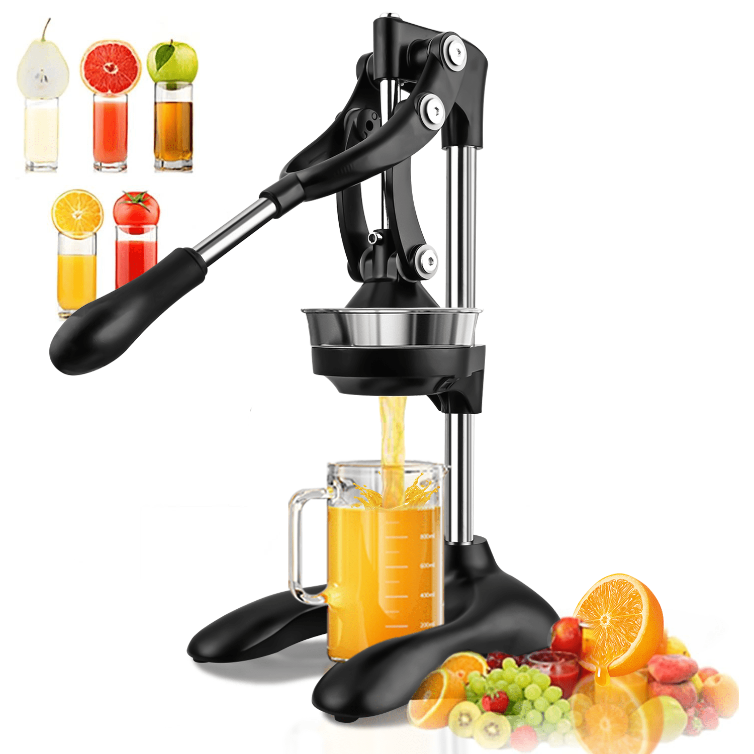 premium stainless steel manual juicer   oranges lemons more   multi functional design with   preservation ideal for home and commercial use black silvery details 1