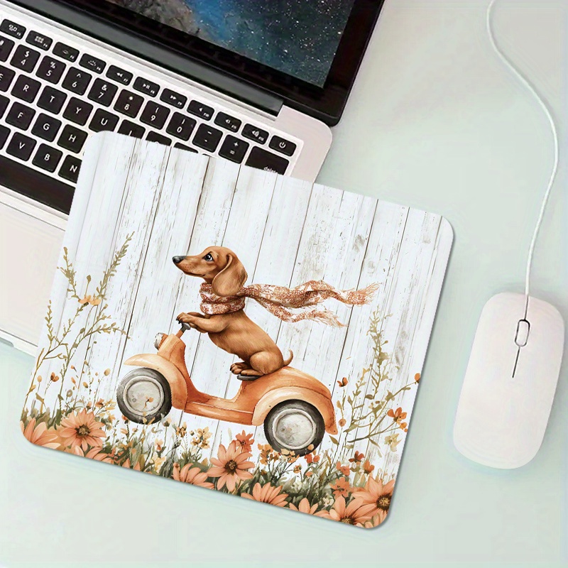 

1pc Dachshund Scooter Print Mouse Pad, Non-slip Rubber Office Desk Mat, Portable Computer Table Mat, Aesthetic Workstation Accessory, Smooth Gliding Surface, Ideal Gift, Print Position May