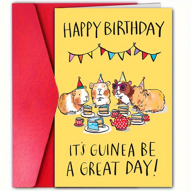 

Guinea Pig Birthday Card With Envelope - , Family & Friends - 4.7"x7" Celebration Greeting