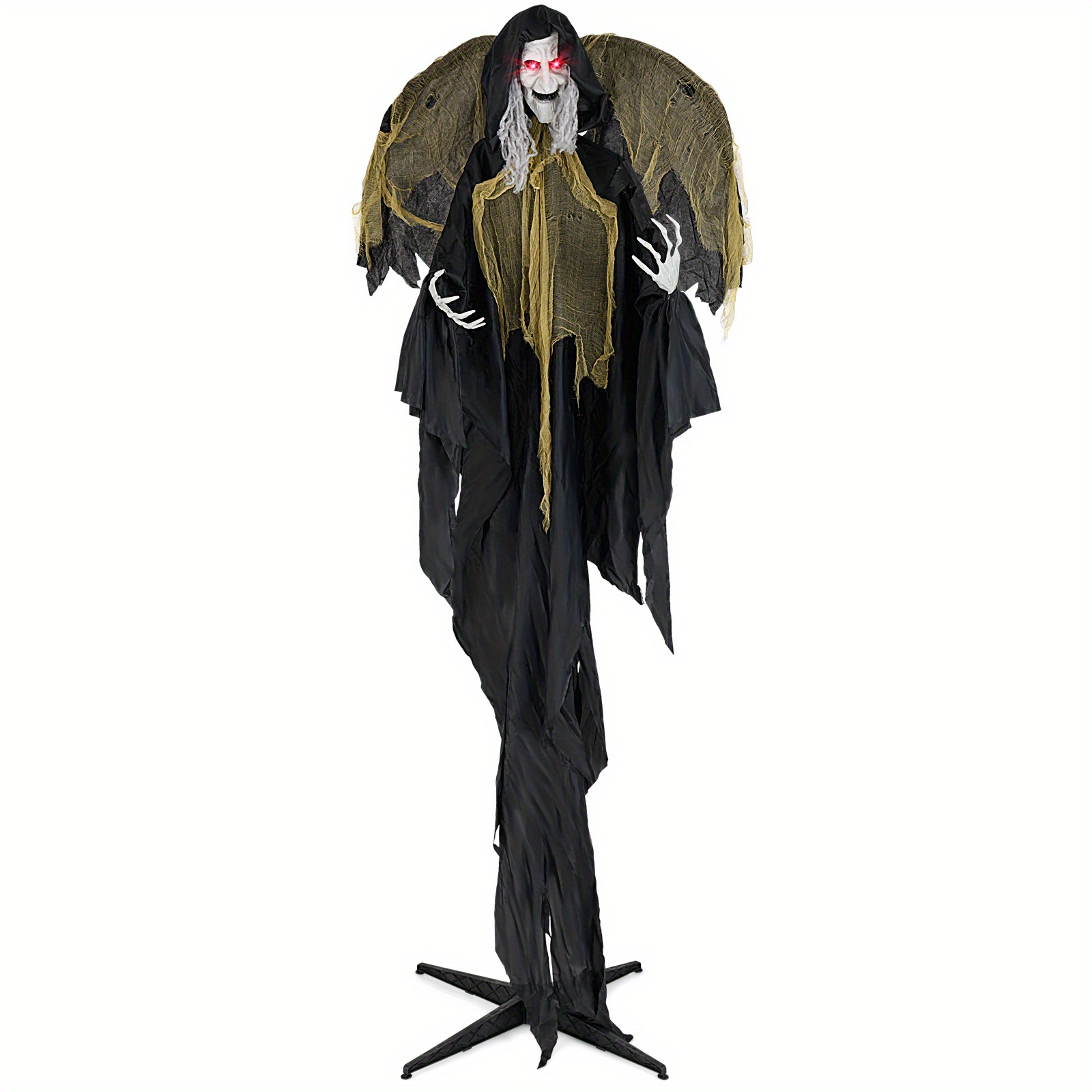 TEMU 8.2ft Tall Halloween Prop With Glowing , Sound-activated Wing Movements & Poseable - Haunted House, Garden & Yard Display, Halloween Decorations