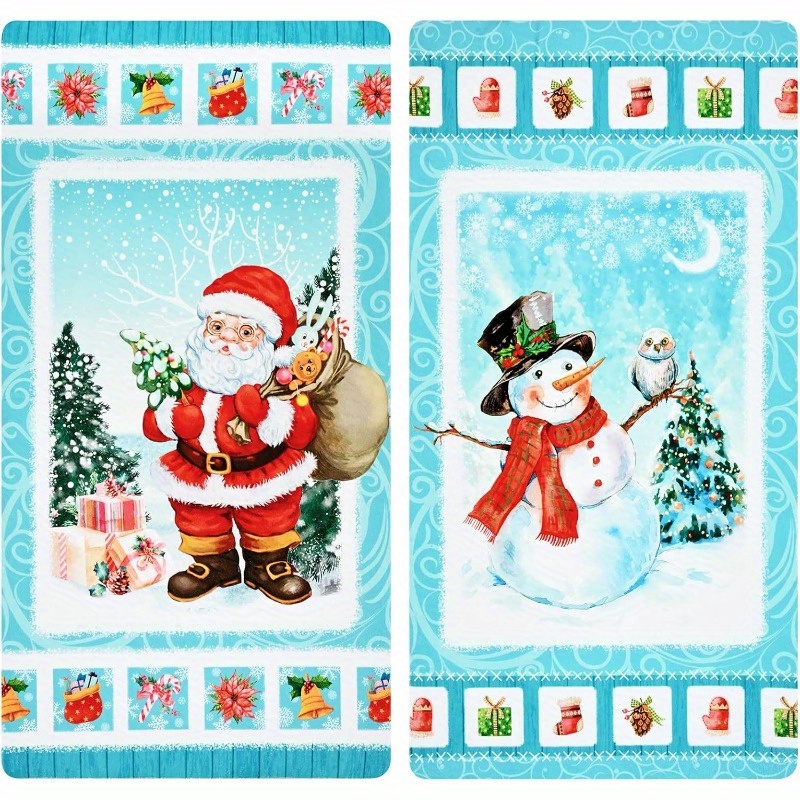 

Merry Christmas 2pcs Bath Towel Set - , Absorbent Polyester With Santa & Snowman Designs, Shower, Spa, Gym - Home Decor, Machine Washable