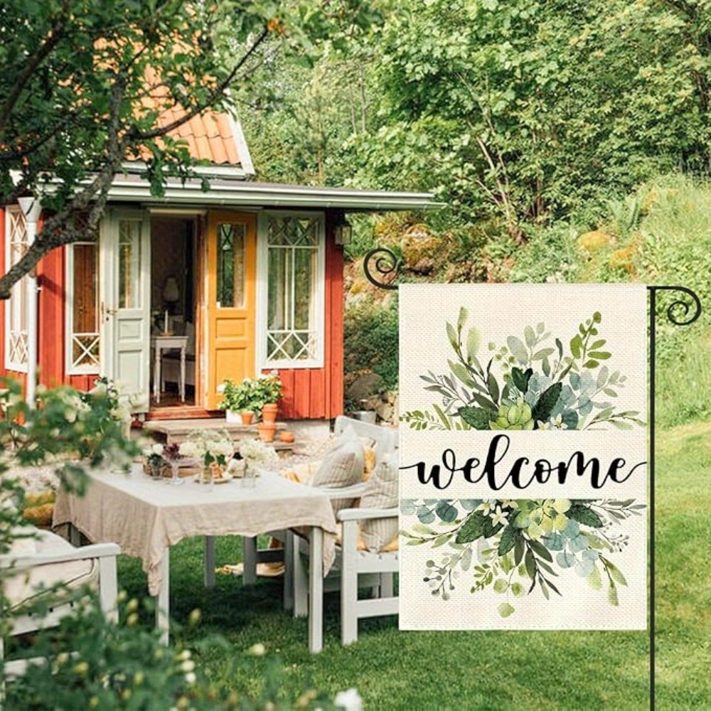 

1pc Flag For All , Double-sided Floral And Eucalyptus Design, Polyester, No Power Or Batteries Required, 12.5 X 18 Inches For Outdoor Home Farmhouse Decor