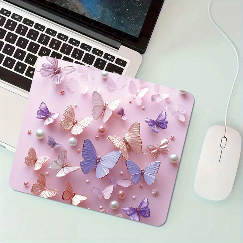 

1pc Anti-slip Rubber Mouse Pad With Dancing Butterfly Print, Portable Office Desk Mat For Laptop, Non-slip Computer Desk Pad - Aesthetic Office Accessory With Smooth Sliding Surface, Ideal Gift