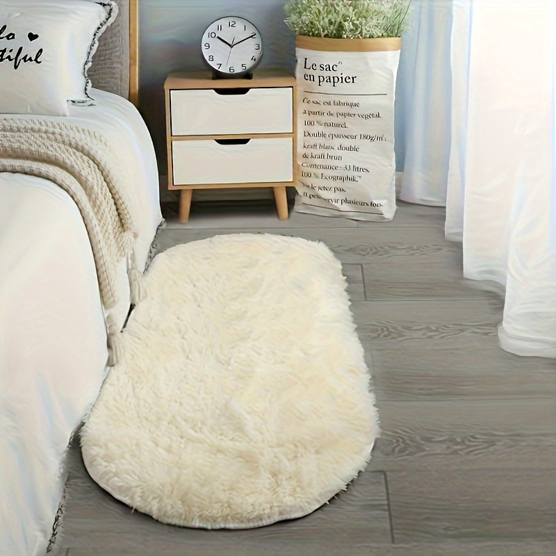 TEMU 1 Piece Of Oval Skin-friendly Soft Bedside Rug, Suitable For Bedroom Bedside, In Multiple Colors And Sizes, Comfortable , Christmas Gift Style