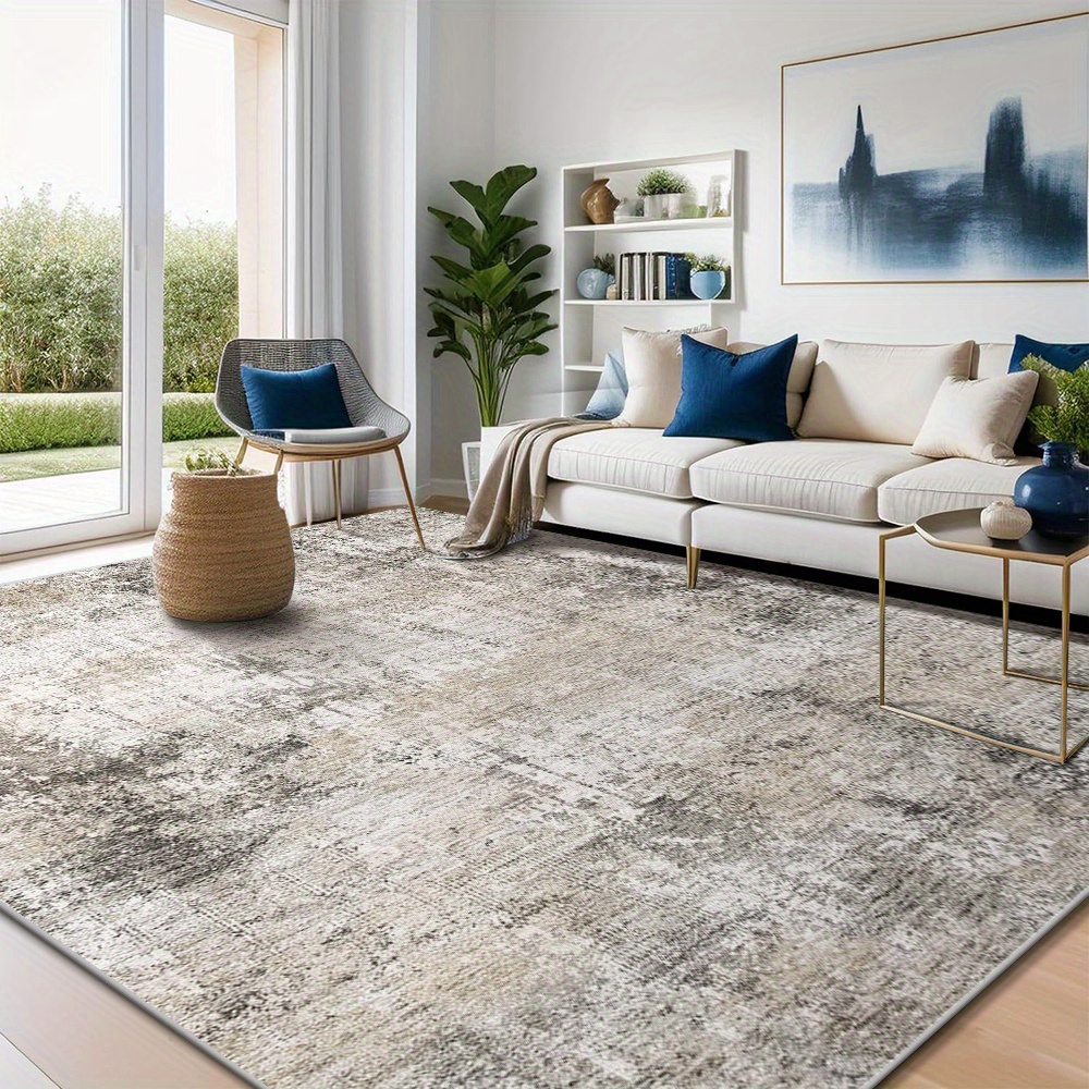 TEMU Velvet / 850g/ Velvet Abstract Geometric Pattern Backyard Anti-slip Retro Medal Mat Living Room Mat Low-pile Vintage Floral Mat Bedroom Care
