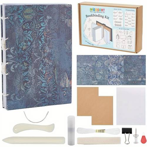 diy bookbinding kit for beginners complete craft set with tools unlined paper covers vintage handmade notebook journal making supplies perfect gift for crafters journalers a6 size 6x4 inches