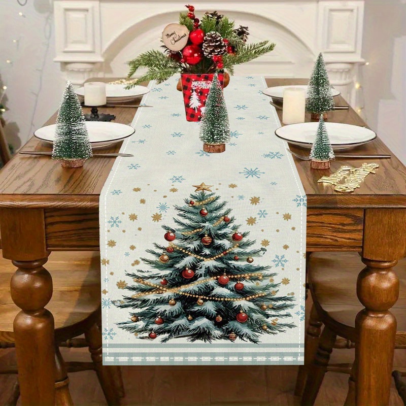 

Gathering, Christmas Table - 72" Knitted , Rectangular Striped Elf Pattern For Dining & , Christmas Decor