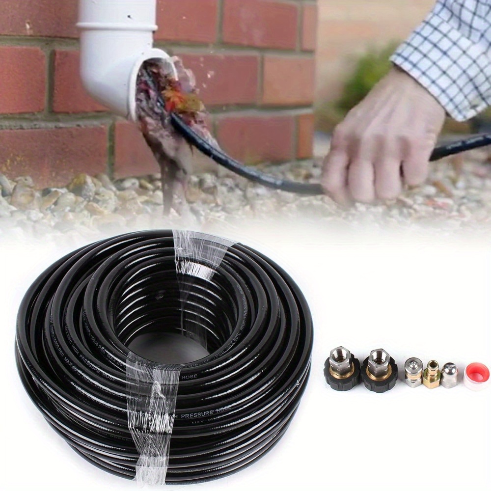 

100ft 1/ 4'' Sewer Line Kit Hose With Drain , Sewer Nozzle &adapters Sewer Kit For Pressure Washer