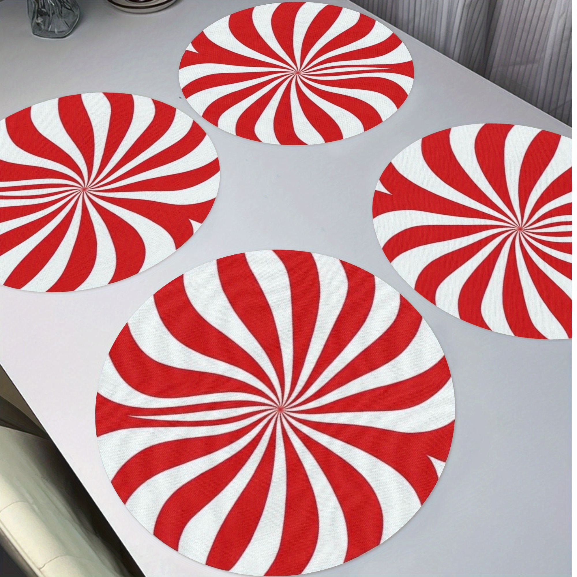 

Jit Set Of 4 Vintage Round Placemats, Polyester Knit Fabric, Non-slip & Heat Resistant, Hand Washable Dining Table Mats For Home & Party Decor