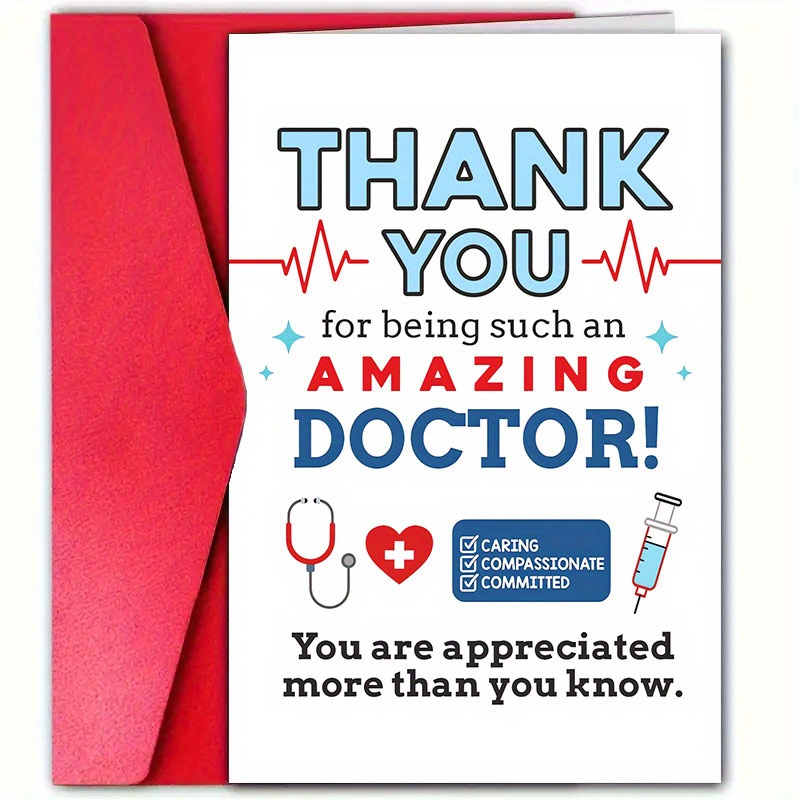 

Appreciation Doctor Thank You Card With Envelope - 4.7"x7" | & Hero Doctors | Message Of Gratitude