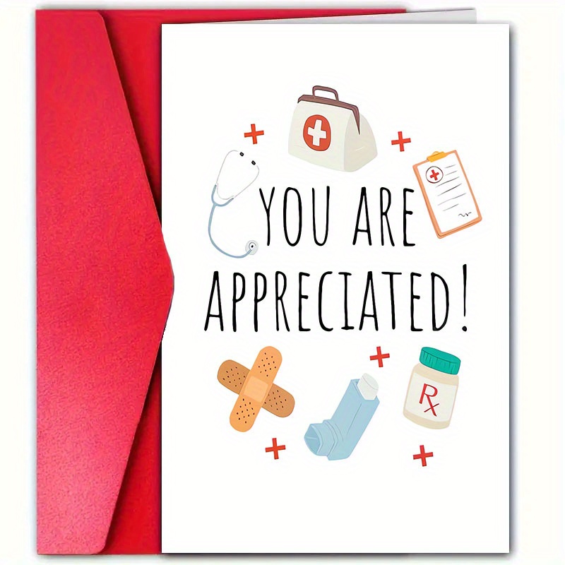 

Medical Appreciation Card With Envelope - Doctors, Nurses & Hospital Staff - Ideal For Nurse Appreciation Day & Health Aide Nurse Appreciation Gifts