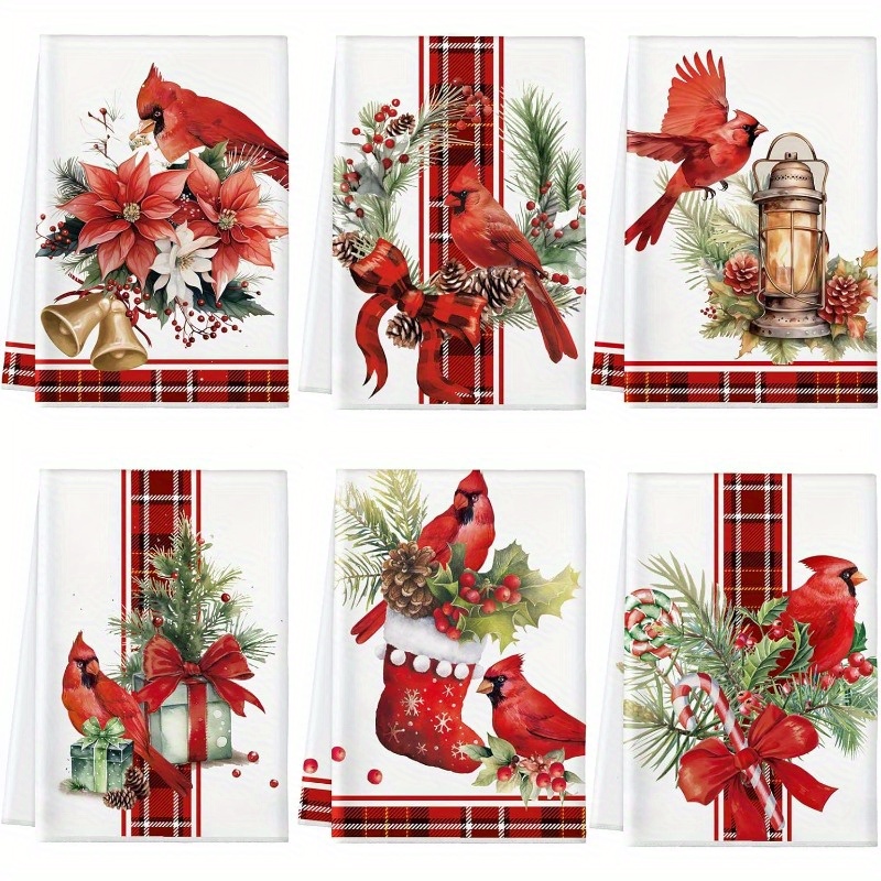 

6pcs Kitchen Towel Set - & Holly , Polyester, Holiday , Machine Washable