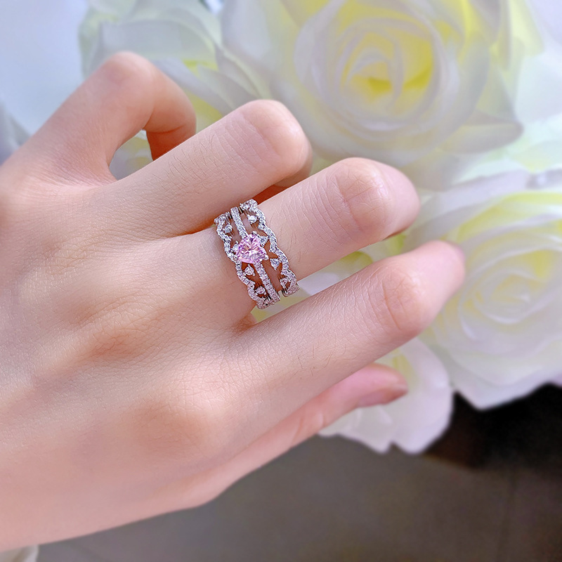 HongBoom 925 Sterling Silver Plated CZ Zircon Ring - Fashion Women's Band Style, Size 7, Rhodium Plated