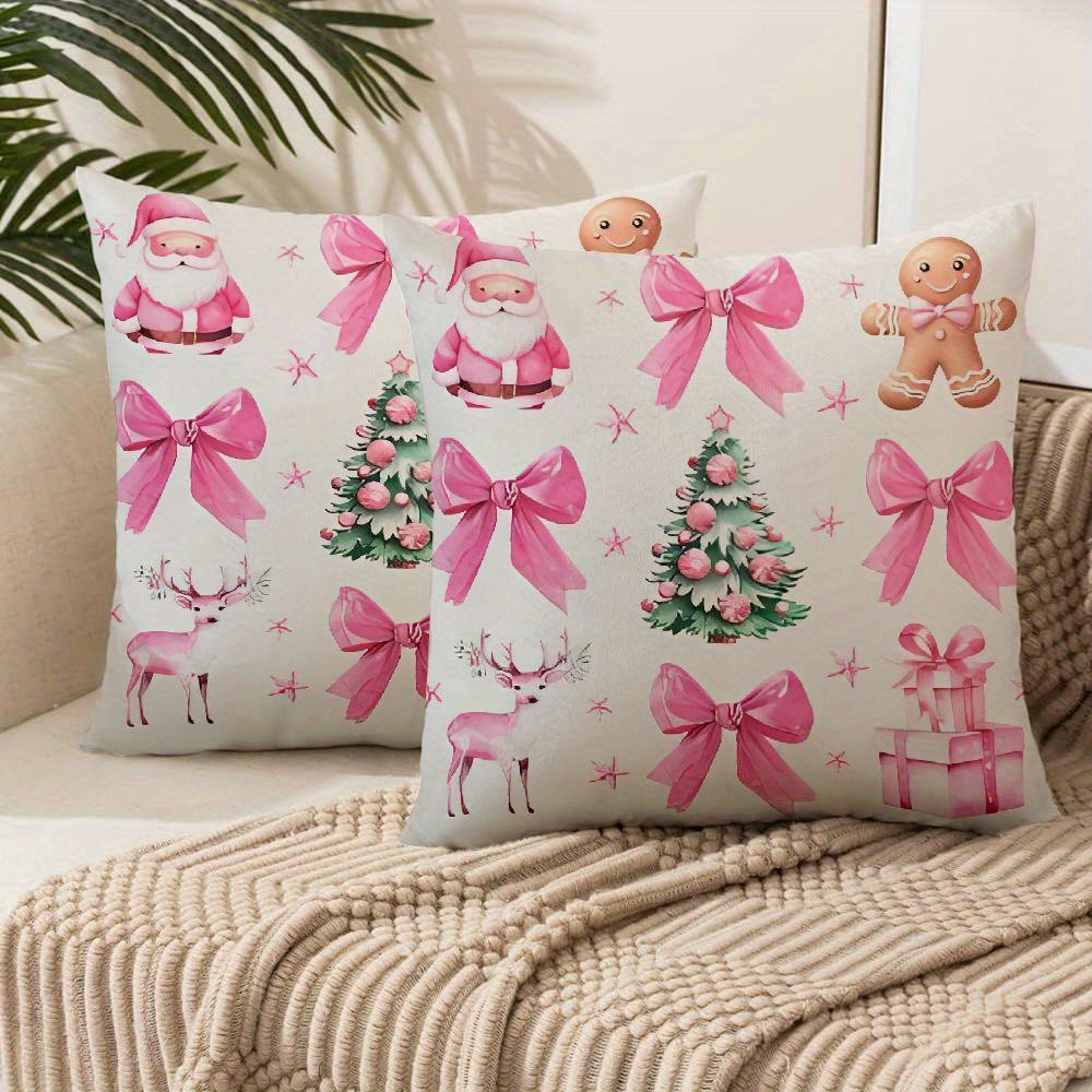 

Set Of 2 Christmas - Decorative For Sofa, & - Polyester - 18x18