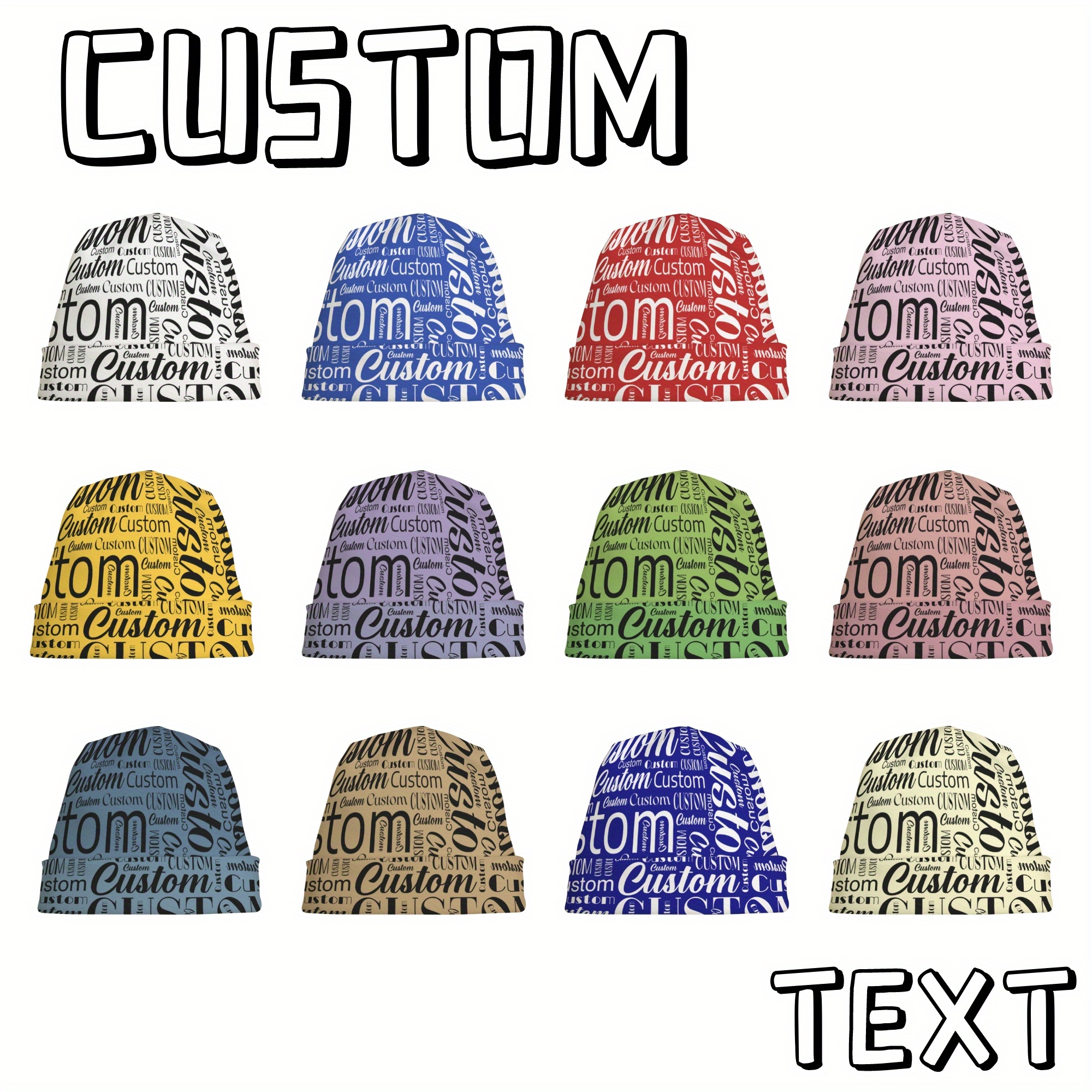 

Custom Text Super Soft Fleece Beanie - Personalized Knit Hat For , Cozy Cap In 12 Vibrant Colors (yellow, Blue, Red, Green, Pink, Purple, Light Blue, , White, Black, Gray, Brown), Beanie Hats