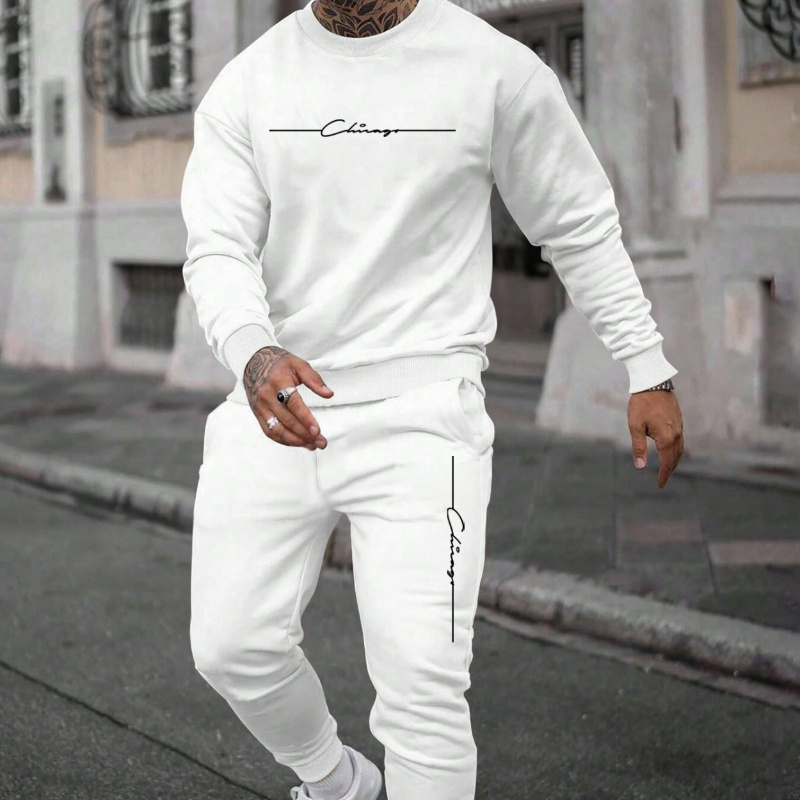 

- Art Printed Long Sleeve Sweatshirt & Sweatpants Set, Fit, Fall/