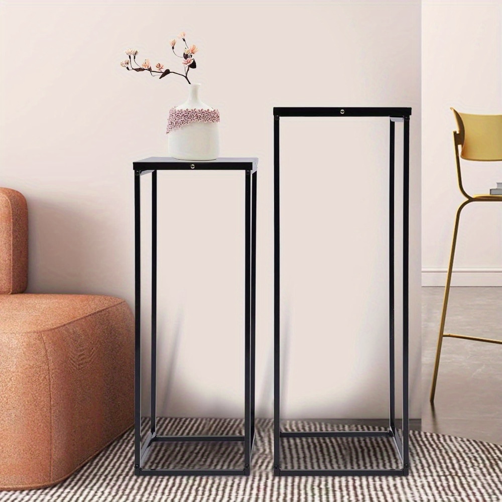 

2pcs Metal Square Plant Stand, Plant Stand Indoor Tall Large Flower Rack Holder Nesting Display, Decor Side End Tables Living Room, Black