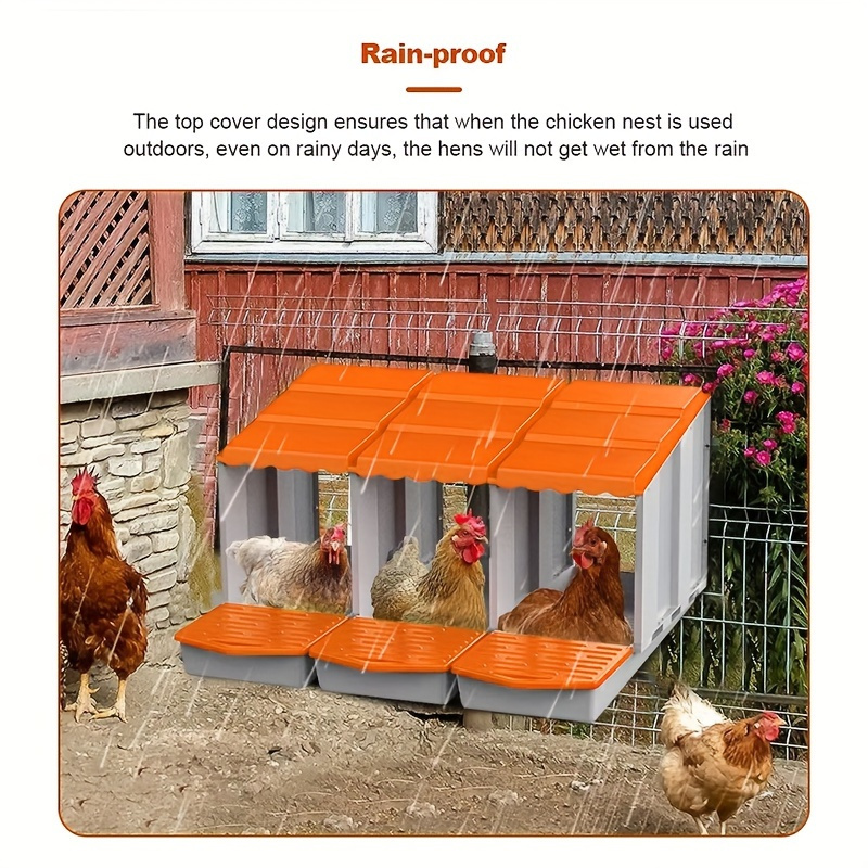 

1pc Orange Double Nest Box, Pp Material, Rainproof Poultry Egg Room, Easy To Collect Eggs, No Electricity Or Batteries Required, Bird-friendly Chicken House Nest Box, Nesting Boxes For Chickens