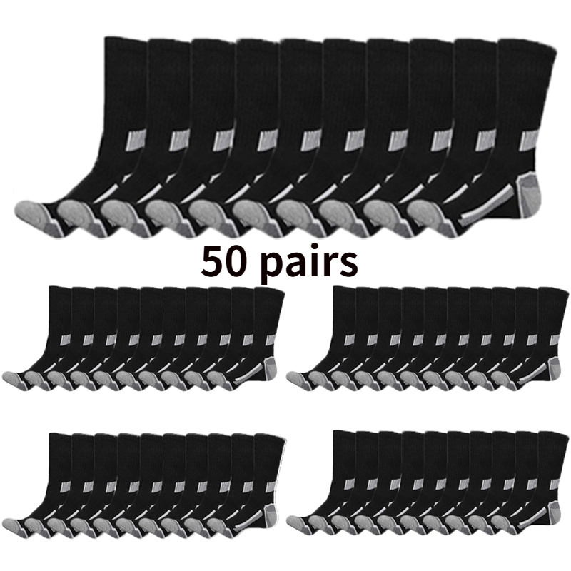 50 Pairs Long Socks Men Autumn Winter Long Tube Socks Autumn Sports Socks Men's Long Tube Socks