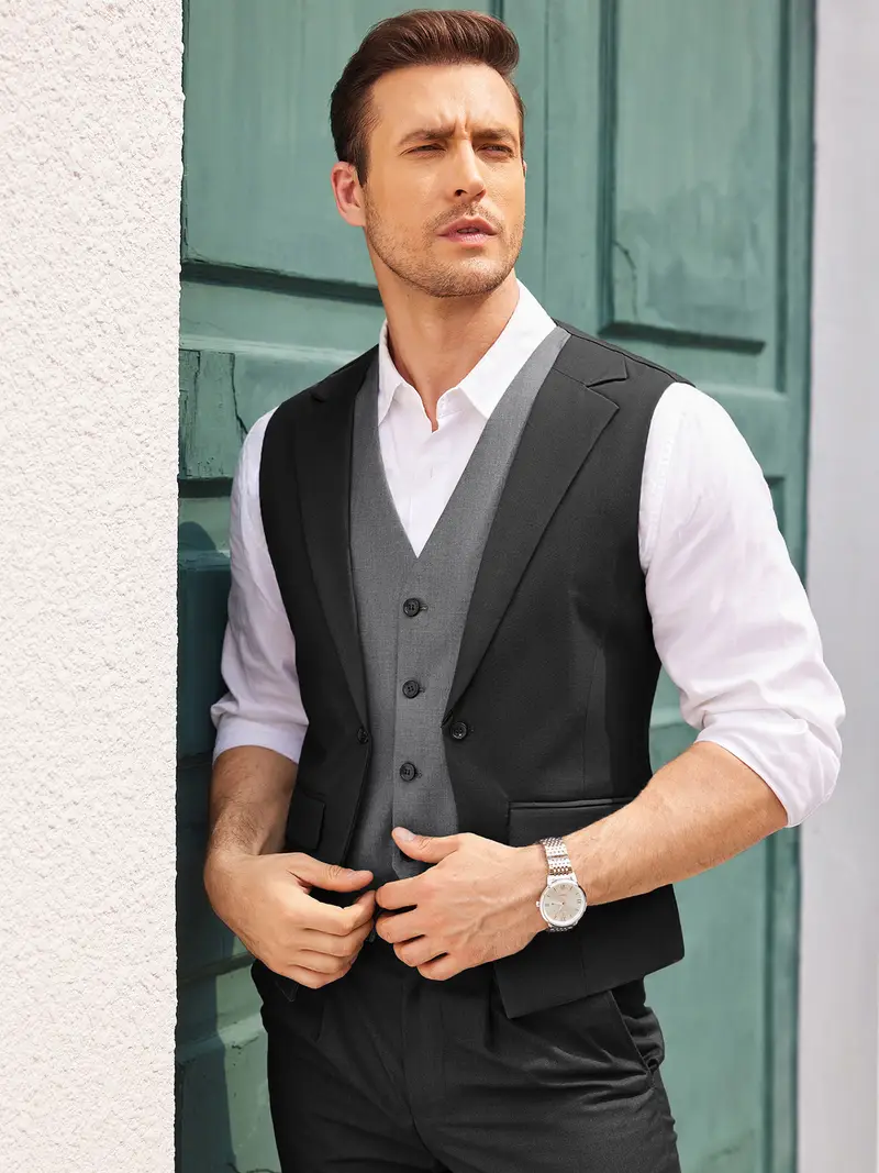 mens formal fashion vest layered waistcoat business dress - Temu mens formal fashion vest layered waistcoat business dress - Temu
